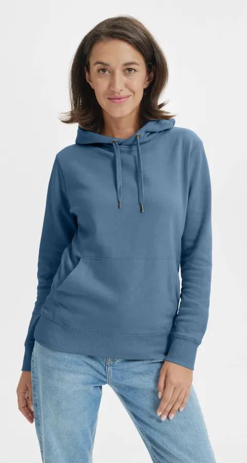 Levná dámská mikina bez zipu s kapucí, denim Levná dámská mikina bez zipu s kapucí, denim
