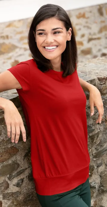 Levné dámské trendové tričko, červená