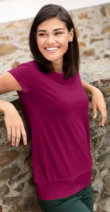 Levné dámské trendové tričko, fuchsia red