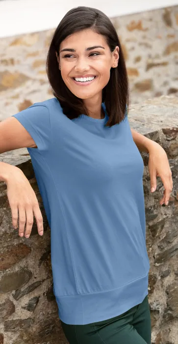Levné dámské trendové tričko, nebeská modrá