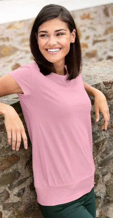 Levné dámské trendové tričko, růžová