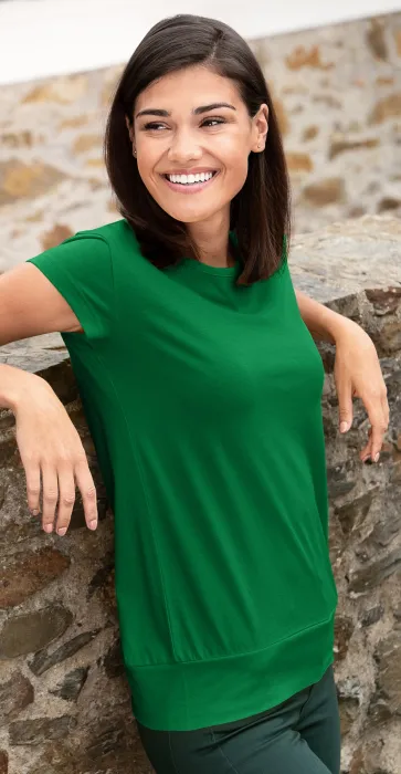 Levné dámské trendové tričko, trávově zelená