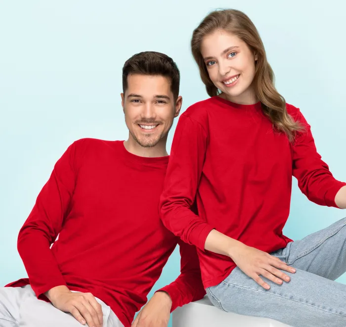 Levné tričko s dlouhým rukávem,  lehčí, červená