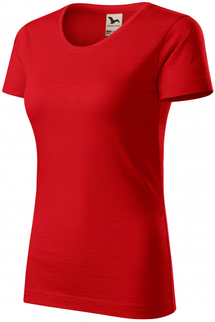 Dámské triko, strukturovaná organická bavlna, červená, levná trička na potisk