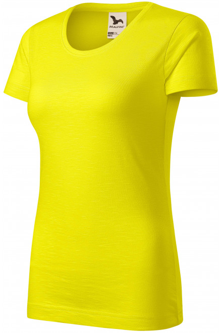 Dámské triko, strukturovaná organická bavlna, citrónová, levná trička s krátkými rukávy