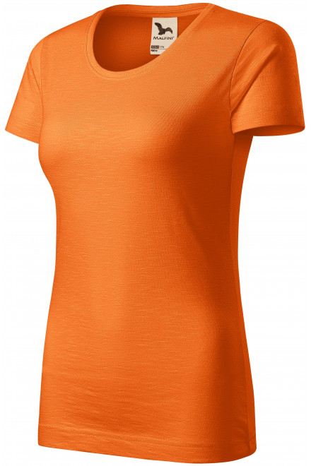 Dámské triko, strukturovaná organická bavlna, oranžová, levná trička s krátkými rukávy