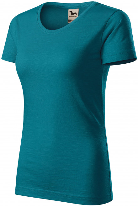 Dámské triko, strukturovaná organická bavlna, petrol blue, levná dámská trička