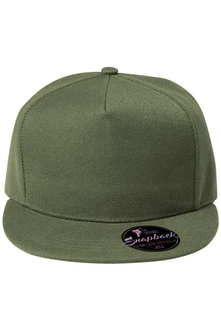 Levná 5-panelová kšiltovka s plochým kšiltem - khaki, nastavitelná