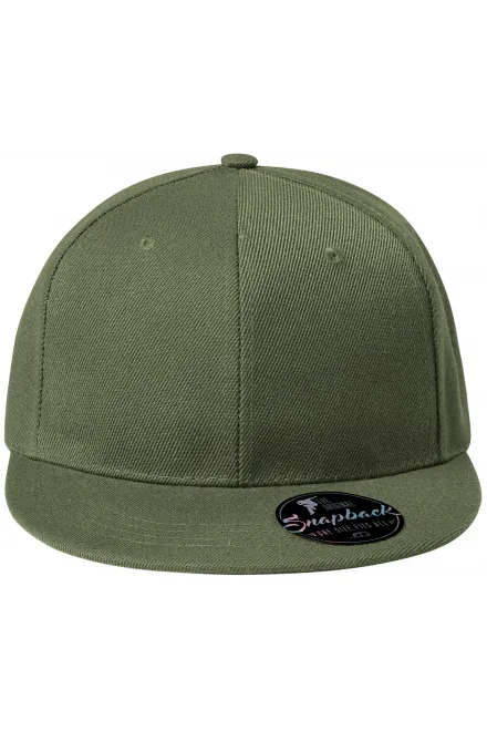 Levná 6-panelová kšiltovka s plochým kšiltem - khaki, nastavitelná