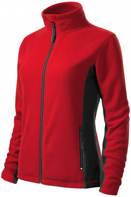 Levná dámská fleecová bunda kontrastní, červená