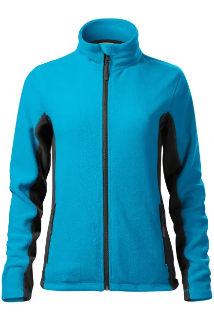 Levná dámská fleecová bunda kontrastní - tyrkysová, 2XL