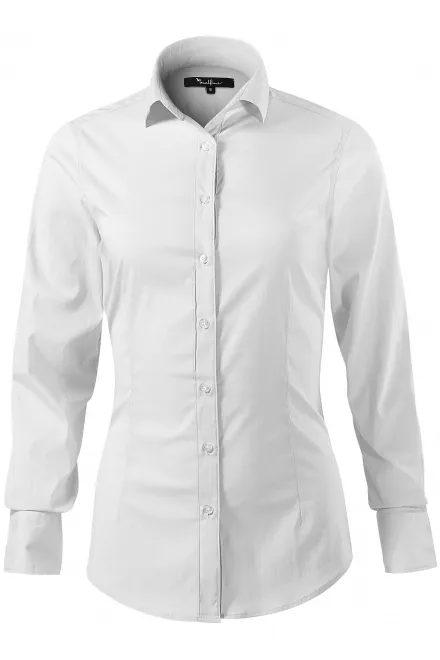 Levná dámská halenka s dlouhým rukávem slim fit - bílá, L