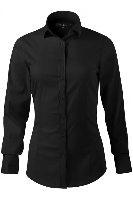 Levná dámská halenka s dlouhým rukávem slim fit - černá, L