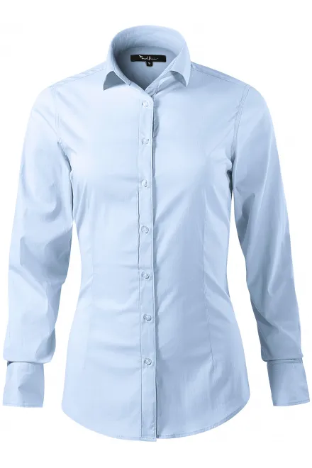 Levná dámská halenka s dlouhým rukávem slim fit - svetlo modrá, L