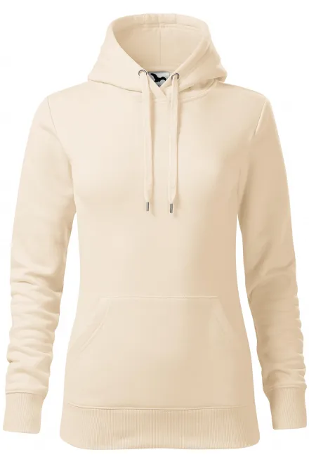Levná dámská mikina bez zipu s kapucí - mandlová, M