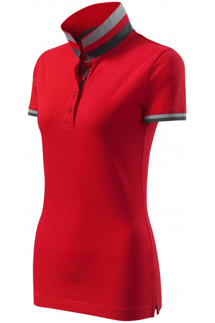 Levná dámská polokošile s límcem nahoru, formula red, levná trička s krátkými rukávy