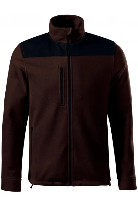 Levná hřejivá unisex fleecová bunda - kávová, M