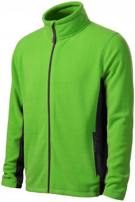 Levná pánská fleecová bunda kontrastní, jablkově zelená