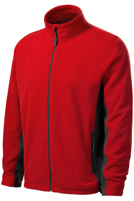 Levná pánská fleecová bunda kontrastní, červená