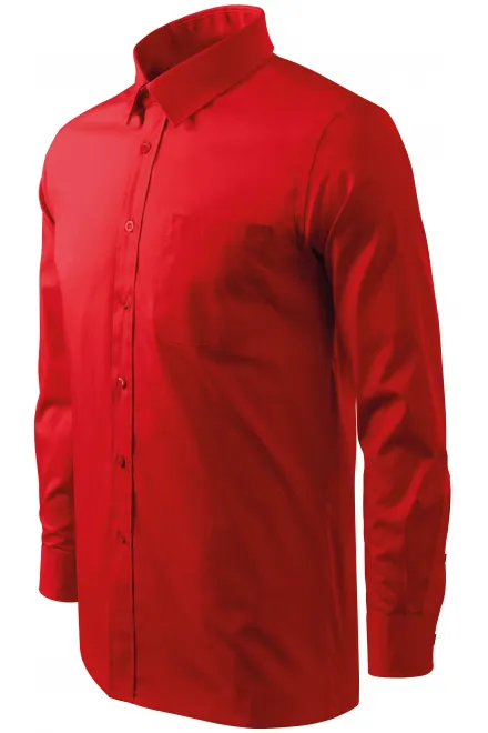 Levná pánská košile s dlouhým rukávem, červená