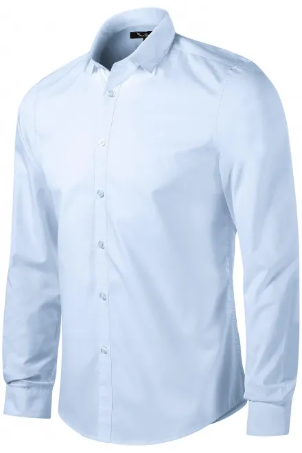 Levná pánská košile s dlouhým rukávem slim fit, svetlo modrá