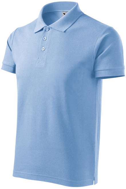 Levná pánská polokošile hrubší, nebeská modrá, levná trička s krátkými rukávy