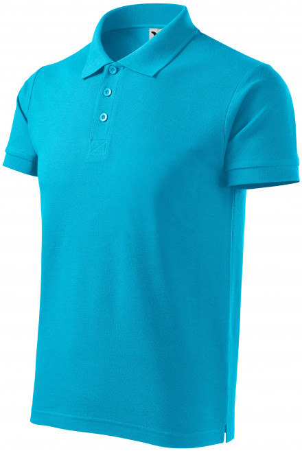 Levná pánská polokošile hrubší, tyrkysová, levná modrá trička