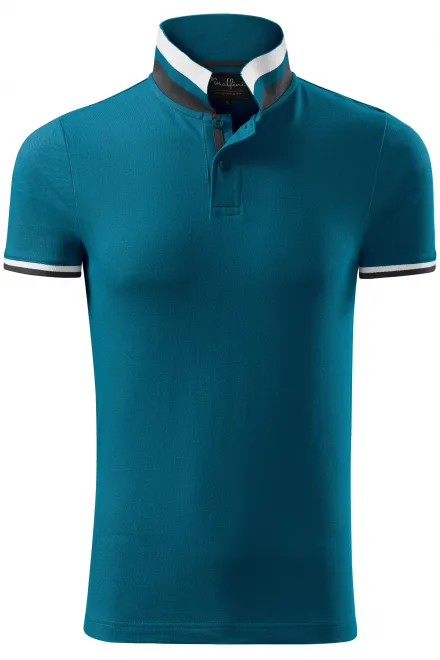 Levná pánská polokošile s límcem nahoru - petrol blue, XL