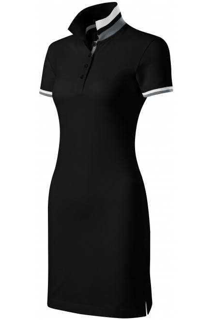 Levné dámské šaty s límcem nahoru, černá