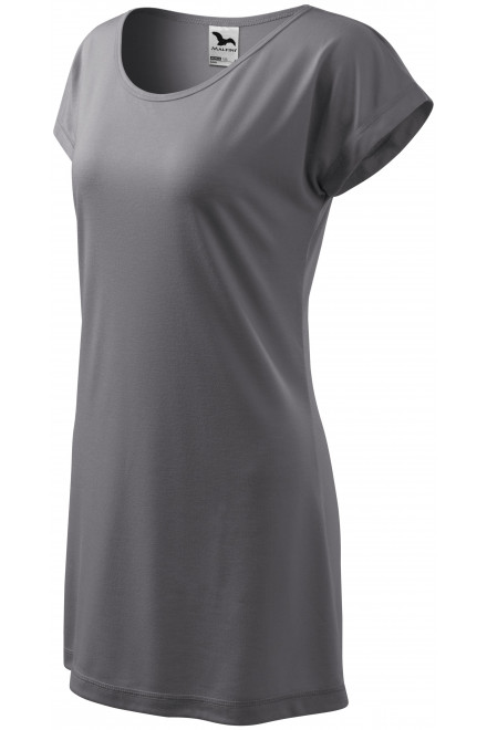 Levné dámské splývavé tričko/šaty, ocelovo sivá