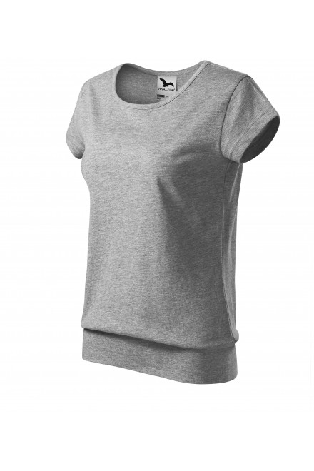 Levné dámské trendové tričko, tmavěšedý melír, levná dámská trička