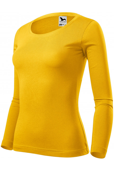Levné dámské tričko s dlouhými rukávy, žlutá, levná dámská trička