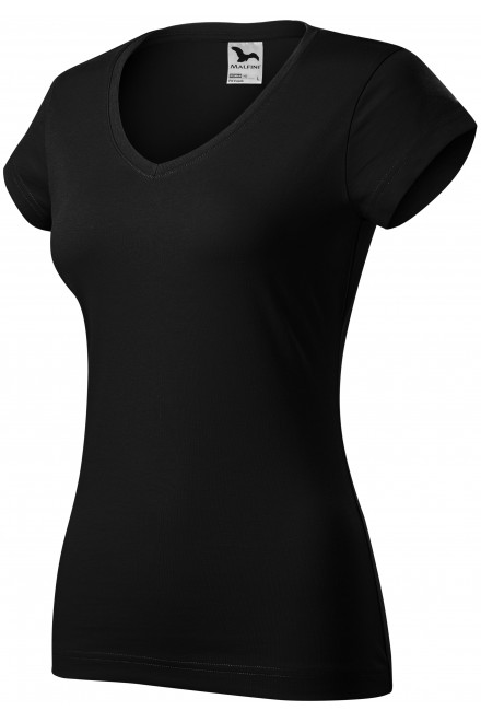 Levné dámské tričko s V-výstřihem zúžené, černá, levná dámská trička