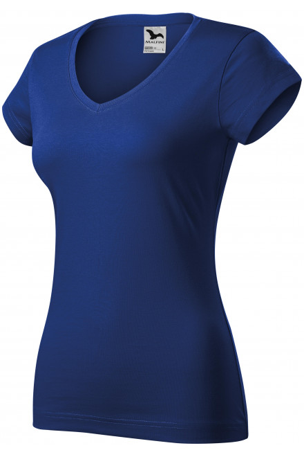 Levné dámské tričko s V-výstřihem zúžené, kráľovská modrá, levná dámská trička