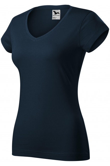 Levné dámské tričko s V-výstřihem zúžené, tmavomodrá, levná dámská trička
