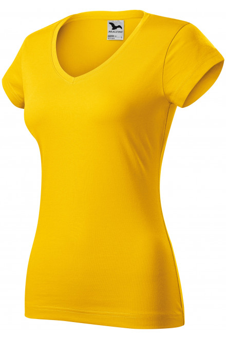 Levné dámské tričko s V-výstřihem zúžené, žlutá, levná žlutá trička