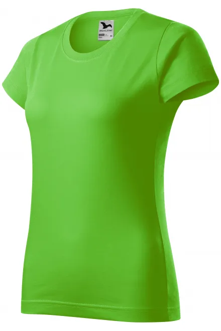 Levné dámské triko jednoduché, jablkově zelená