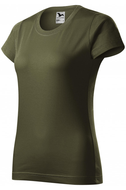 Levné dámské triko jednoduché, military, levná zelená trička