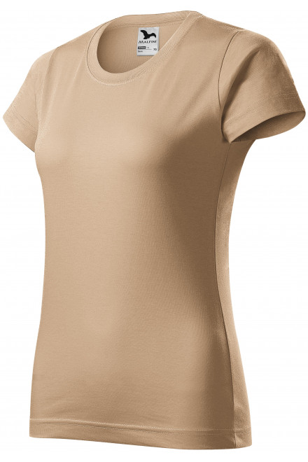 Levné dámské triko jednoduché, písková, levná hnědá trička