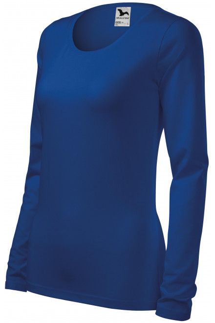 Levné dámské triko přiléhavé s dlouhým rukávem, kráľovská modrá, levná dámská trička