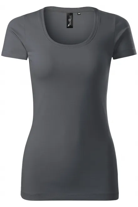 Levné dámské triko s ozdobným prošitím - light antracite, L