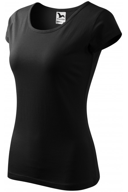 Levné dámské triko s velmi krátkým rukávem, černá, levná bavlněná trička
