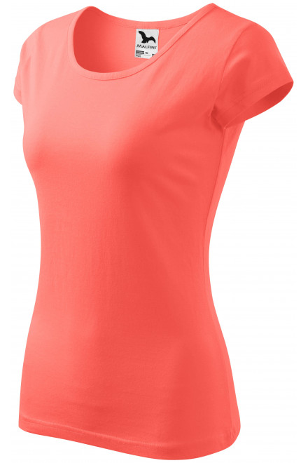 Levné dámské triko s velmi krátkým rukávem, korálová, levná dámská trička