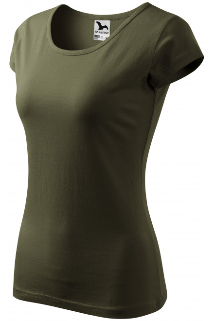Levné dámské triko s velmi krátkým rukávem, military