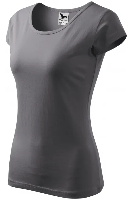 Levné dámské triko s velmi krátkým rukávem, ocelovo sivá