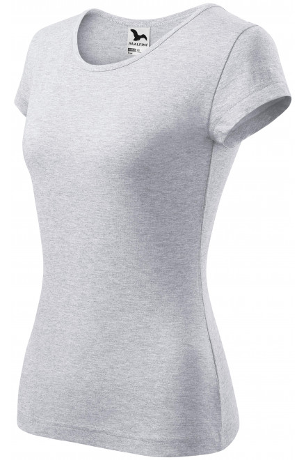 Levné dámské triko s velmi krátkým rukávem, světlešedý melír, levná trička