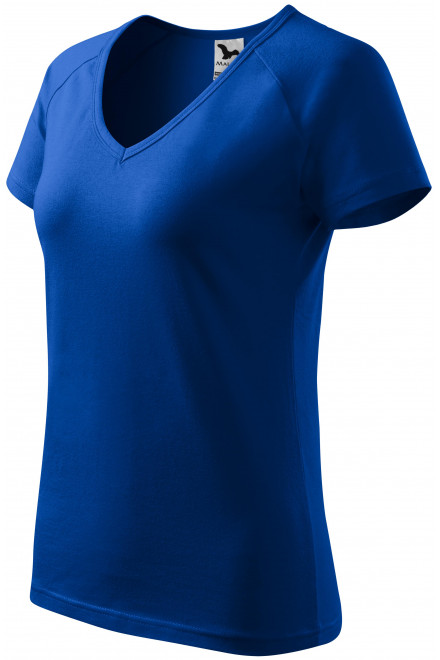 Levné dámské triko zúženě, raglánový rukáv, kráľovská modrá, levná bavlněná trička