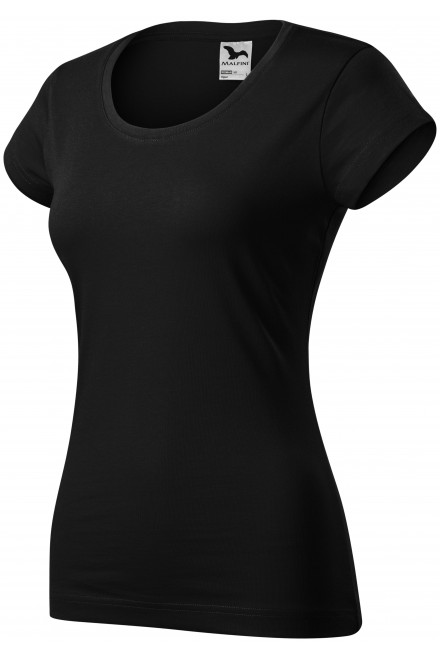 Levné dámské triko zúžené s kulatým výstřihem, černá