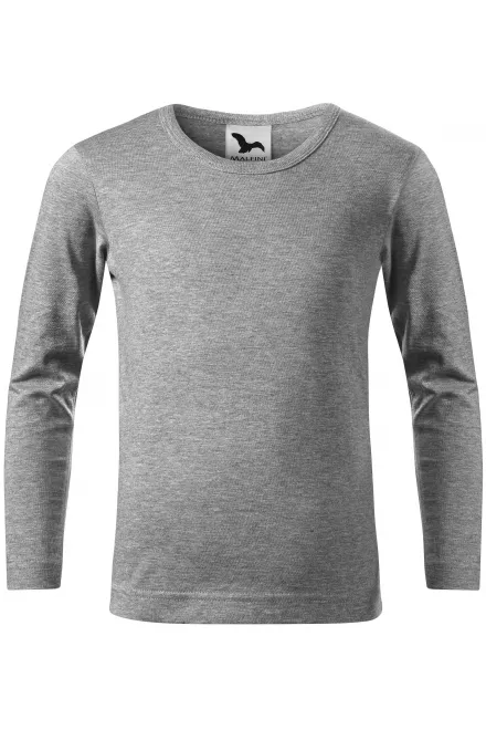 Levné dětské tričko s dlouhým rukávem - tmavěšedý melír, 158 cm / 12 let