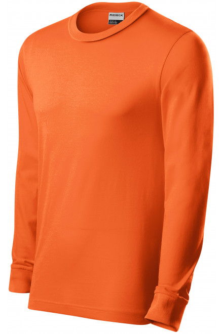Levné odolné pánské tričko s dlouhým rukávem, oranžová
